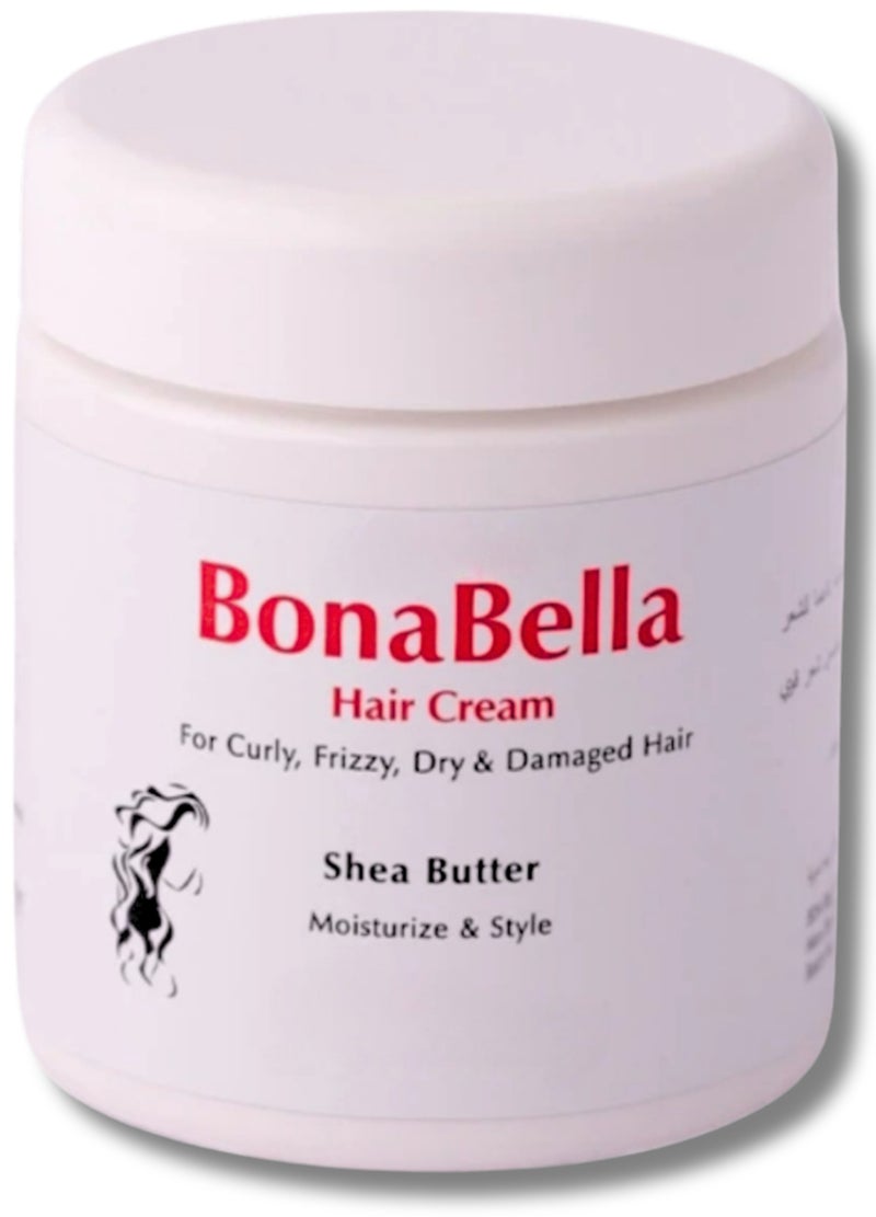 Bonabella Hair Cream with Shea Butter for Curly, Frizzy, Dry & Damaged Hair 200gm - Image 1